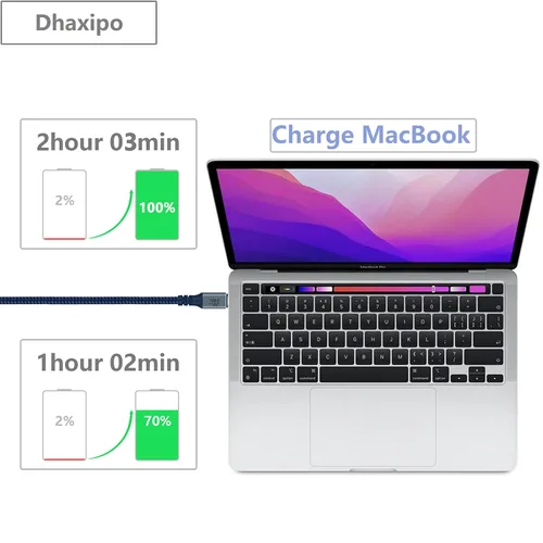 Vista 2 de Cable USB C 3.2 Gen 2, 6.6 pies 20 Gbps de transferencia de datos 4K de salida de video cable para monitor, carga rápida PD de 240 W para iPhone