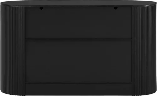 Vista 9 de Knocbel Modern Strip Sideboard with Oval Top, 2 Doors & 2 Drawers and Aluminum Handles, Storage Cabinet with Curved Side Door and 3-Tier Shelves