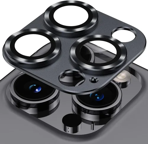 Vista 10 de Korecase Protector de lente de cámara para iPhone 14/iPhone 14 Plus, película de vidrio templado de metal para cámara, compatible con funda de lente