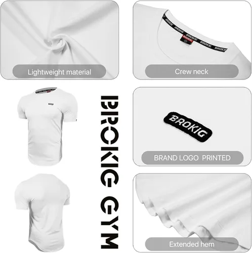 Vista 5 de BROKIG Camiseta de entrenamiento de gimnasio para hombre con diseño de recess, camisetas ligeras de entrenamiento de ajuste casual para hombre