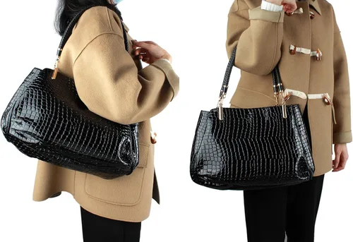 Vista 4 de Bolso grande de piel sintética con asa superior para mujer, talla única