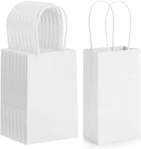 Vista 8 de Bolsas de regalo de papel kraft BagDream 100 unidades 3.5 x 2.4 x 6.7 pulgadas, pequeñas bolsas de regalo para fiestas con asas, bolsas de papel