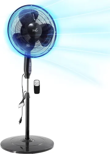 Vista 9 de Vie Air Ventilador de soporte oscilante de 3 velocidades de 16 pulgadas con temporizador de 7.5 horas, 1400 RMS y control remoto (blanco)
