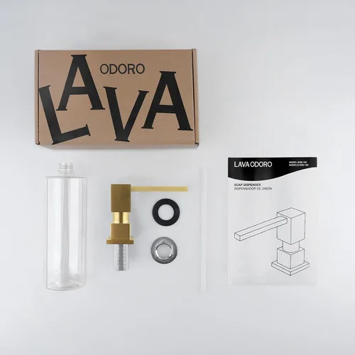 Vista 8 de Lava Odoro Dispensador de jabón para fregadero de cocina, dispensador de jabón dorado para fregadero, moderno y cuadrado integrado para fregadero