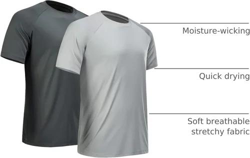 Vista 20 de Camisetas de entrenamiento para hombre, de manga corta, de secado rápido, atlético, gimnasio, activo, absorbe la humedad
