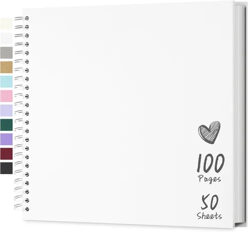 Vista 38 de Álbum de recortes de 7 x 7 pulgadas, álbum de recortes DIY de tapa dura de papel kraft, álbumes de fotos, 40 páginas, perfecto para fotos de 4 x 6