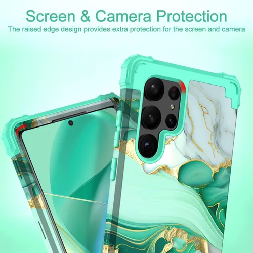 Vista 3 de Hocase para Galaxy S23 Ultra, Funda Resistente a Golpes de Plástico Duro+Silicona Suave Protectora de Dos Capas para Samsung Galaxy S23 Ultra 6.8