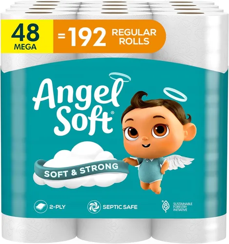Vista 17 de Angel Soft Papel higiénico, 4 mega rollos = 16 rollos regulares, suave y resistente