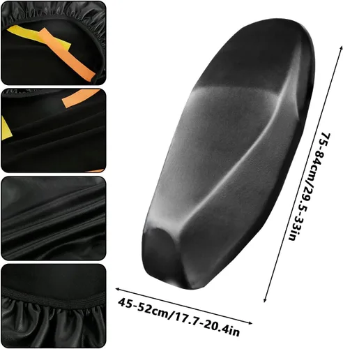 Vista 2 de Funda de asiento de motocicleta, protector universal de asiento de motocicleta, cojín elástico de piel sintética impermeable, cubierta completa