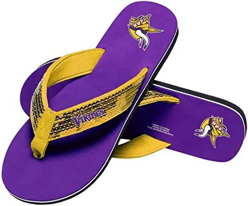 Vista 34 de FOCO Womens NFL Team Logo Sequin Strap Sandals Flip Flops