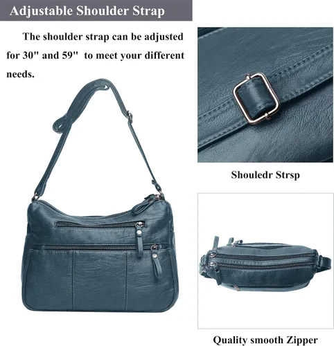 Vista 6 de Bolsos VOLGANIK ROCK para mujer de piel sintética suave, bolso de hombro para damas, bolso bandolera y bolsos de mano, liviano, con bolsillos