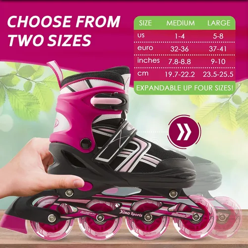 Vista 6 de Paquete de patines en línea Fuschia + equipo de protección rosa