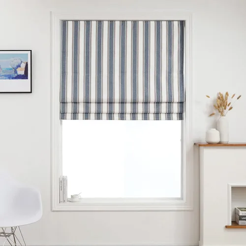 Vista 13 de Everyday Celebration Persianas romanas para ventanas, 100% opacas, sin cordones, rayas verticales, persianas de tela tejida, 26 pulgadas de ancho x