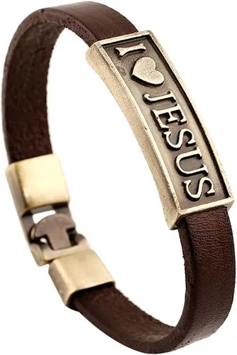 Vista 6 de Hamoery Pulsera de cuero de aleación punk para hombre, pulsera cruzada