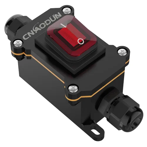 Vista 8 de Interruptor de línea impermeable, CNAODUN 12V DC 20A interruptor de palanca de encendido/apagado con botón basculante de luz verde DPST doble salida