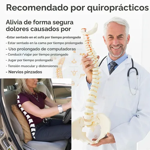 Vista 3 de QiPillow - Cojín ergonómico y ortopédico para aliviar el dolor, respaldo lumbar y postura, para silla, sofá, cama (camello)