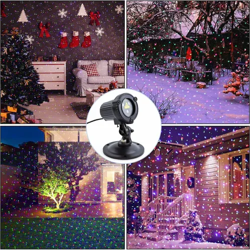 Vista 6 de Luces láser de Navidad, proyector de luces láser para jardín al aire libre, estrellas en movimiento de 3 colores rojo verde azul, resistentes al