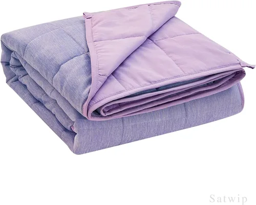 Vista 9 de Satwip - Manta con peso de 10 libras tamaño individual, manta con peso refrescante para personas que duermen calientes, jersey de moiré fresco