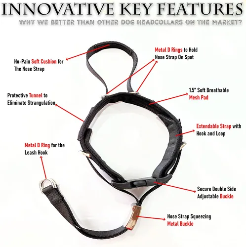 Vista 3 de PetsProMax - Collar de cabeza de perro sin tirones para perros pequeños; parada instantánea; collar de entrenamiento suave para perros; solución