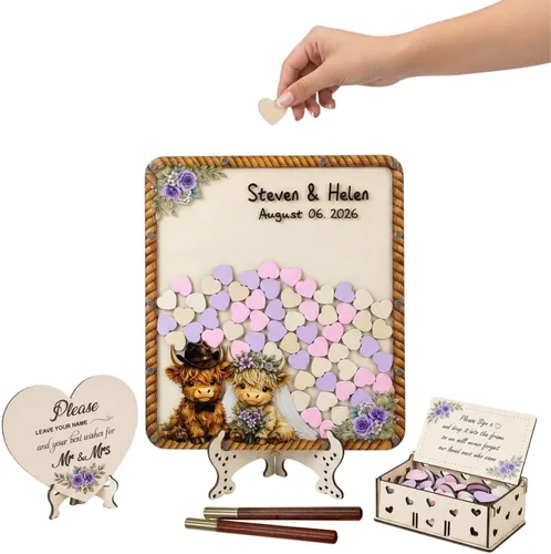 Vista 8 de Alternativa de libro de invitados de boda de bola negra personalizada, idea de libro de invitados de boda de madera, libro de invitados con temática