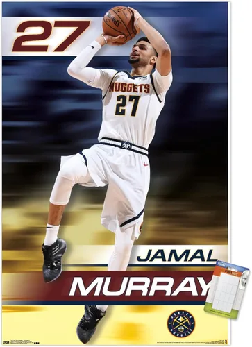 Vista 12 de Trends International NBA Denver Nuggets - Póster de pared de Jamal Murray 19, 14.725 x 22.375 pulgadas, versión enmarcada de madera de granero
