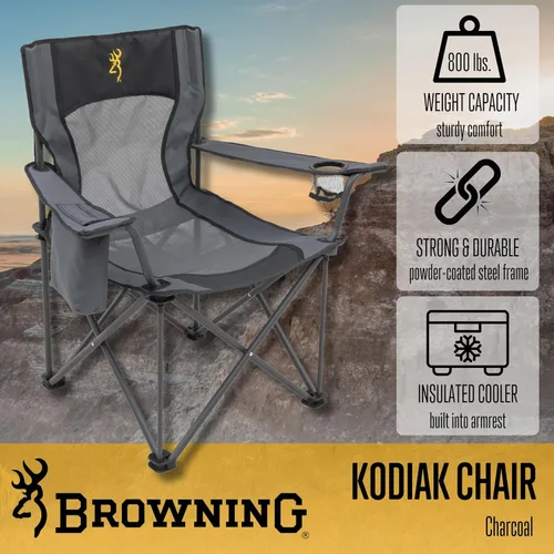 Vista 4 de Browning Camping Kodiak - Silla de camping, talla única, color carbón/gris