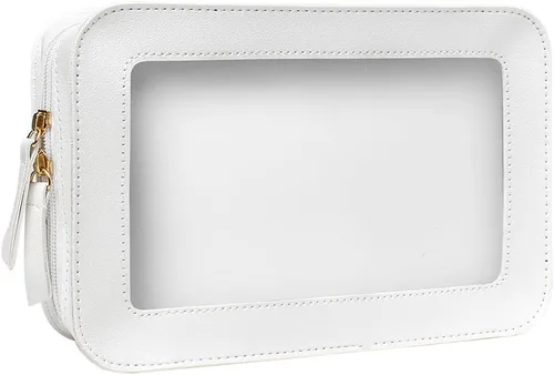 Vista 12 de Paquete de 2 bolsas de maquillaje transparentes para viaje, neceser aprobado por la TSA con cremallera, pequeñas bolsas de maquillaje para mujeres