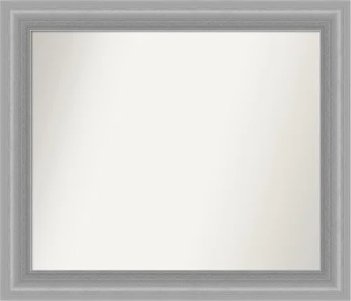 Vista 211 de Amanti Art Espejo de baño plateado para sobre el fregadero, 24 x 24 pulgadas, espejo cuadrado de peltre forjado a medida, marco de madera casual