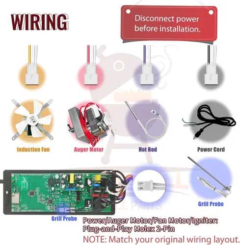 Vista 9 de Kit de controlador PID WiFi inteligente para parrillas Camp Chef Gen 2 de ajuste retro, juego completo con controlador WiFi, encendedor, RTD y 2