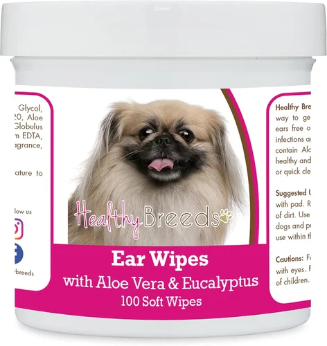 Vista 90 de Healthy Breeds Affenpinscher Toallitas de limpieza de oídos con aloe y eucalipto para perros, 100