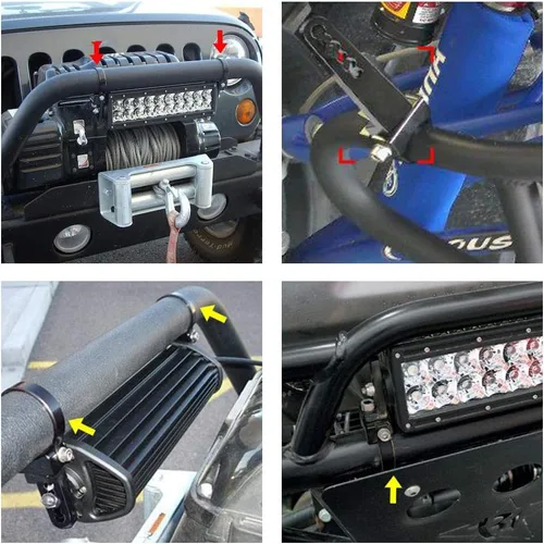 Vista 6 de Auxbeam Kit de soporte de montaje de 1.75 pulgadas, abrazaderas de jaula enrollable para barra de luz LED oculta, Jeep Wrangler, camiones