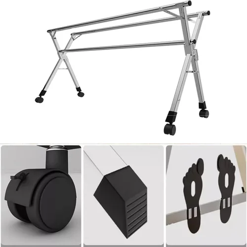 Vista 6 de Folding Clothes Drying Rack Indoor 63in, Heavy Duty Stainless Steel Laundry Drying Rack, Extendable Clothing Dryer Rack, for Clothes, Sheets