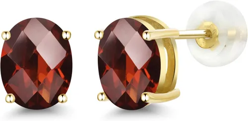 Vista 214 de Gem Stone King Aretes de oro de 14 quilates con piedra natal ovalada de 0.315 x 0.236 in Aretes de oro para mujer