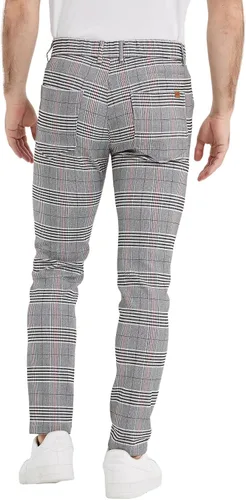 Vista 2 de Plaid&Plain Pantalones a cuadros para hombre, pantalones de vestir ajustados para hombre, pantalones chinos ajustados para hombre