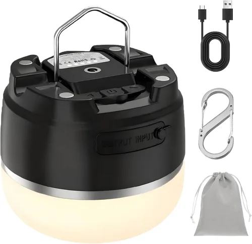 Vista 9 de Linterna LED recargable para campamento, 1000 lúmenes, luz súper brillante para tienda de campaña con batería de 4000 mAh, hasta 110 horas de tiempo