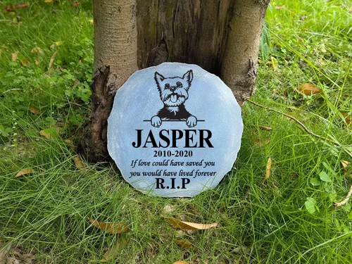 Vista 6 de Piedra conmemorativa personalizada para perros y gatos, piedra conmemorativa personalizada para mascotas con huella de pata, regalo por pérdida