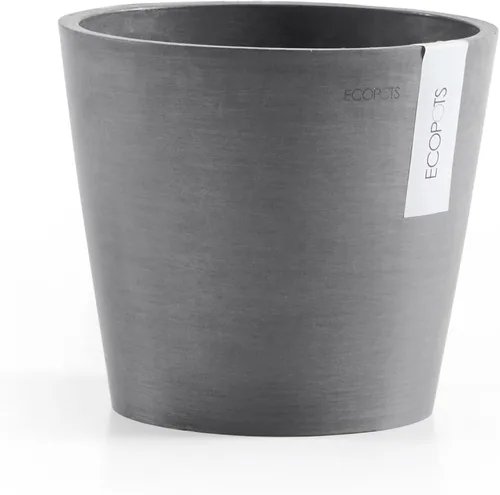 Vista 23 de Ecopots Amsterdam - Maceta redonda para flores, color gris oscuro, 8