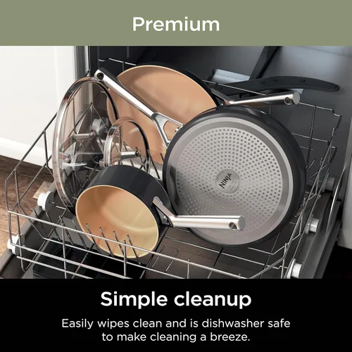 Vista 9 de Juego de ollas y sartenes Ninja antiadherentes Juego de utensilios de cocina de cerámica premium de vida extendida 9 piezas antiadherentes Gris