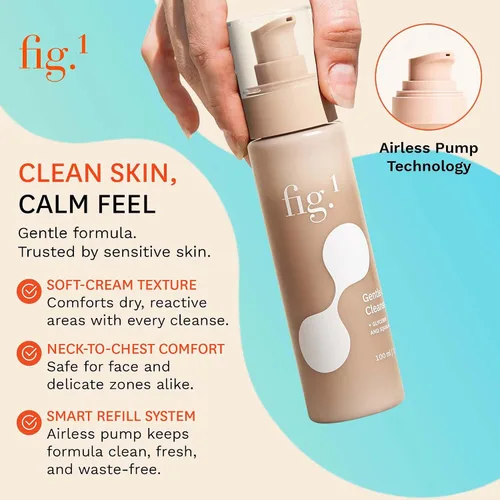 Vista 5 de Fig.1 Limpiador facial hidratante para mujeres Lavado facial suave con glicerina y escualano Fórmula no seca y sin fragancia para pieles