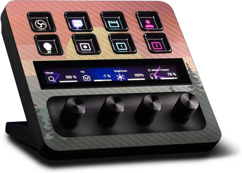 Vista 26 de MightySkins - Piel de fibra de carbono compatible con Elgato Stream Deck + - Morado sólido Acabado de fibra de carbono texturizado protector