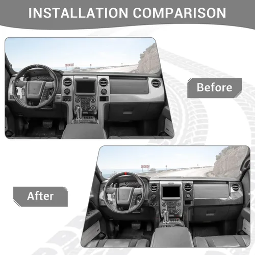 Vista 2 de para F150 Kit de Ajuste Interior de Fibra de Carbono, Ajuste de Cubierta de Panel de Tablero y Ajuste de Cubierta de Bisel del Interruptor de Faros