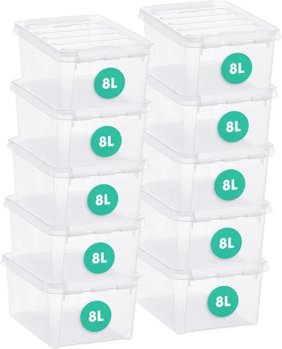 Vista 7 de SmartStore 2 cajas de almacenamiento clásicas transparentes, 2L/2.1 cuartos de galón, contenedor apilable sin BPA con tapa de bloqueo de clip