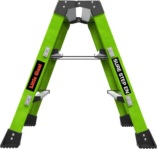 Vista 3 de Little Giant Ladders Sure Step Taburete de fibra de vidrio de 3 escalones, tipo IAA, capacidad de peso de 375 libras, certificado ANSI, extra