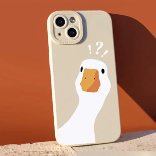 Vista 6 de Casechics Funda compatible con iPhone, bonita funda mate de silicona con diseño de pato Doubt Dud, protección para el lente de la cámara, suave a