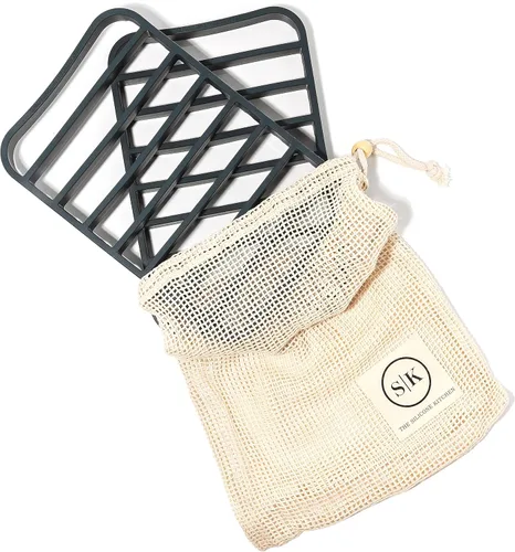 Vista 8 de The Silicone Kitchen Asador de silicona extra grande, apto para lavavajillas, sin BPA, no tóxico, 7 x 10.75 pulgadas, azul marino, paquete de 2