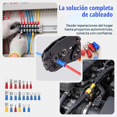 Vista 3 de 300 conectores eléctricos, conectores eléctricos de cable de alambre aislado, anillo de horquilla, desconexión rápida, terminales de crimpado