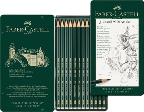 Vista 2 de Faber-Castell 9000 Set de lápices de bocetos, de grafito, artísticos, 8B - 2H, 12