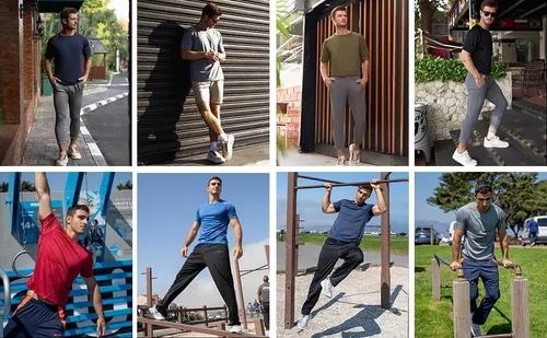 Vista 5 de Camisas de correr para hombre, camisetas de entrenamiento para hombre, camisetas deportivas de fitness, camisetas de gimnasio para hombre, cuello