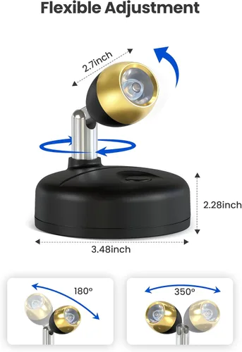 Vista 2 de KINDEEP Focos para interiores con control remoto: iluminación ascendente a batería, luces LED inalámbricas, temporizador y regulable, focos pequeños