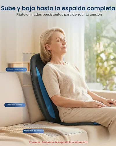 Vista 6 de COMFIER - Masajeador de espalda Shiatsu con calor, almohadilla masajeadora de tejido profundo, almohadilla para silla de masaje para espalda Negro